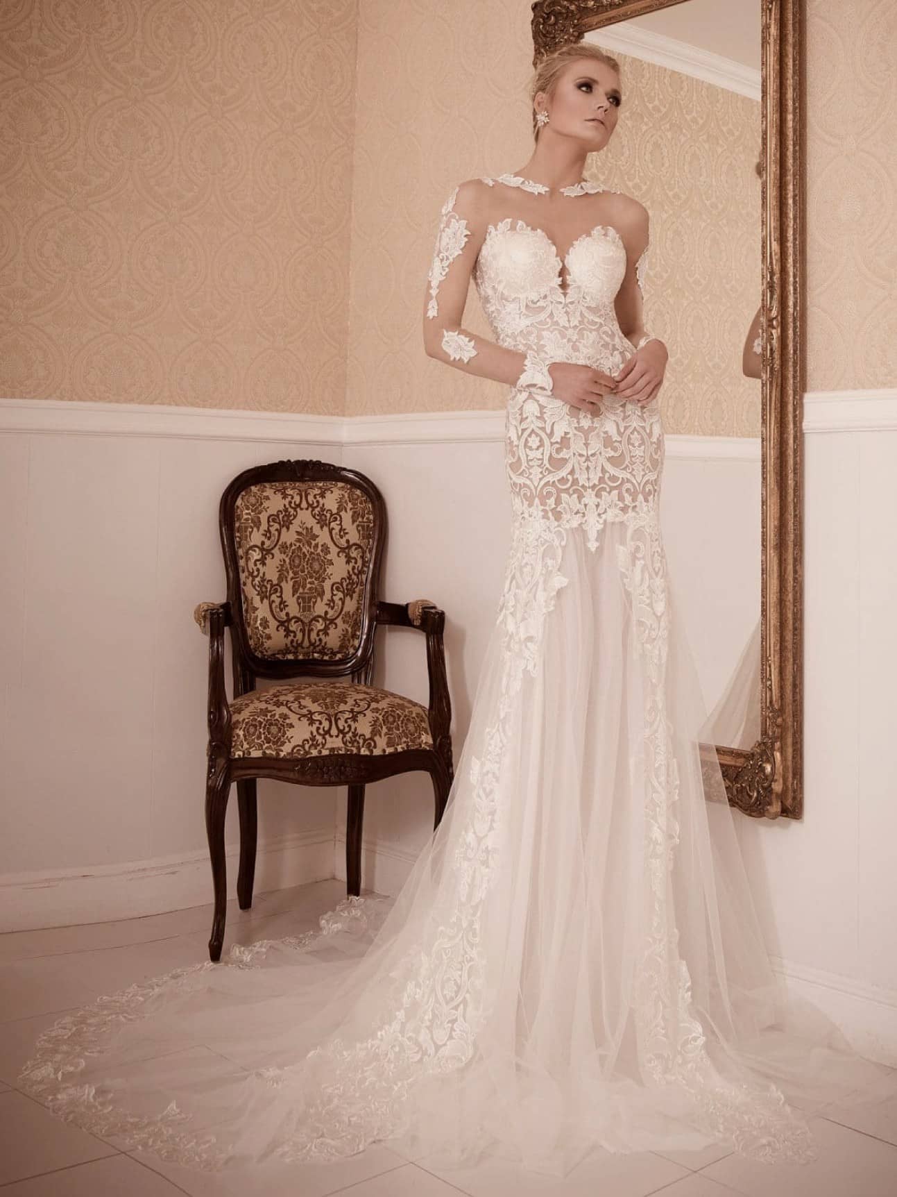 Lady in Lace Wedding Dress by Naama Navipur
