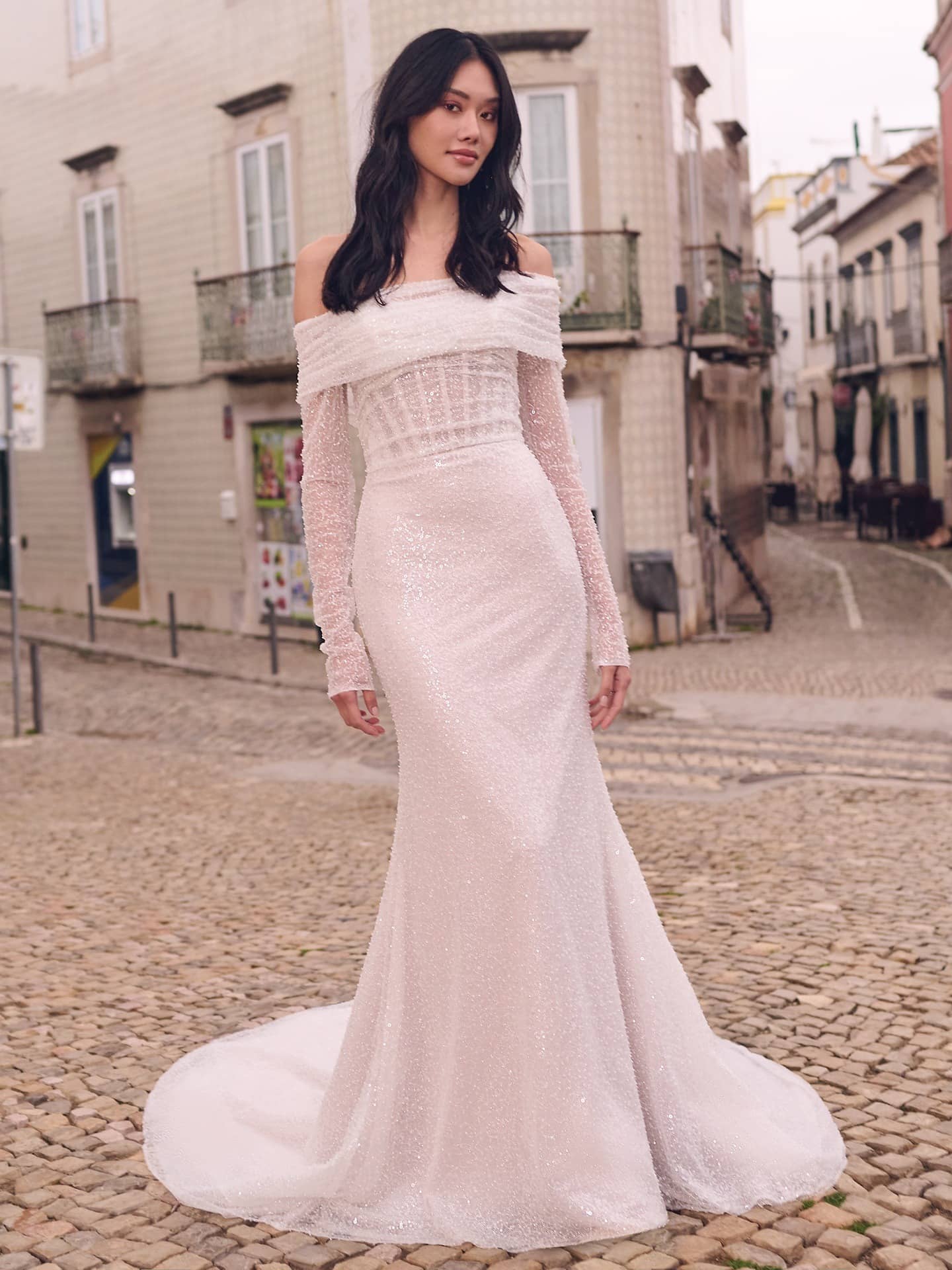 Maggie Sottero Drew Fit and Flare Modern minimalist wedding dresses