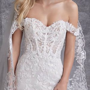 Maggie Sottero Harlem Lane Sheath Wedding Dress Neckline