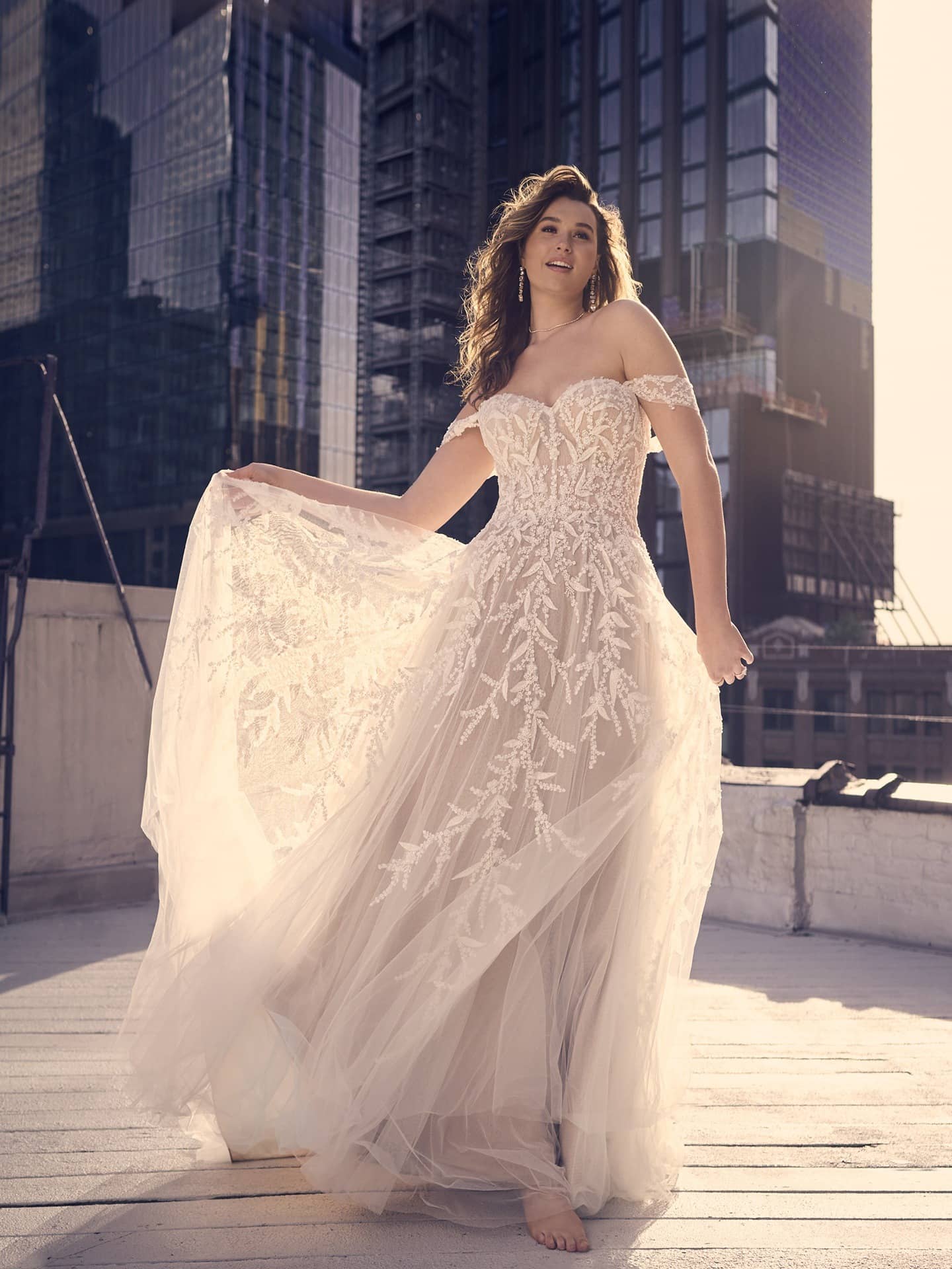 Maggie Sottero Oriana A Line Modern minimalist wedding dresses