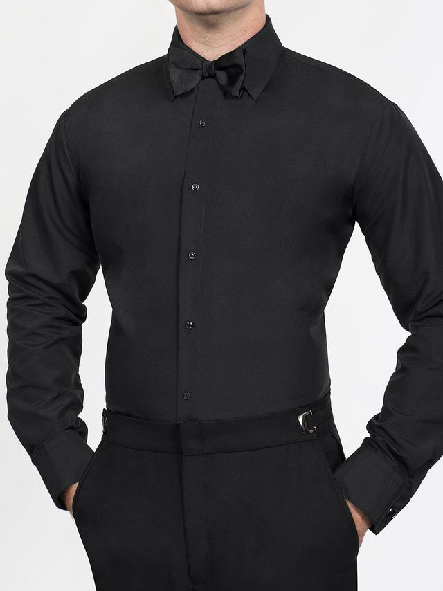 microfiber fitted formal shirt black BTG