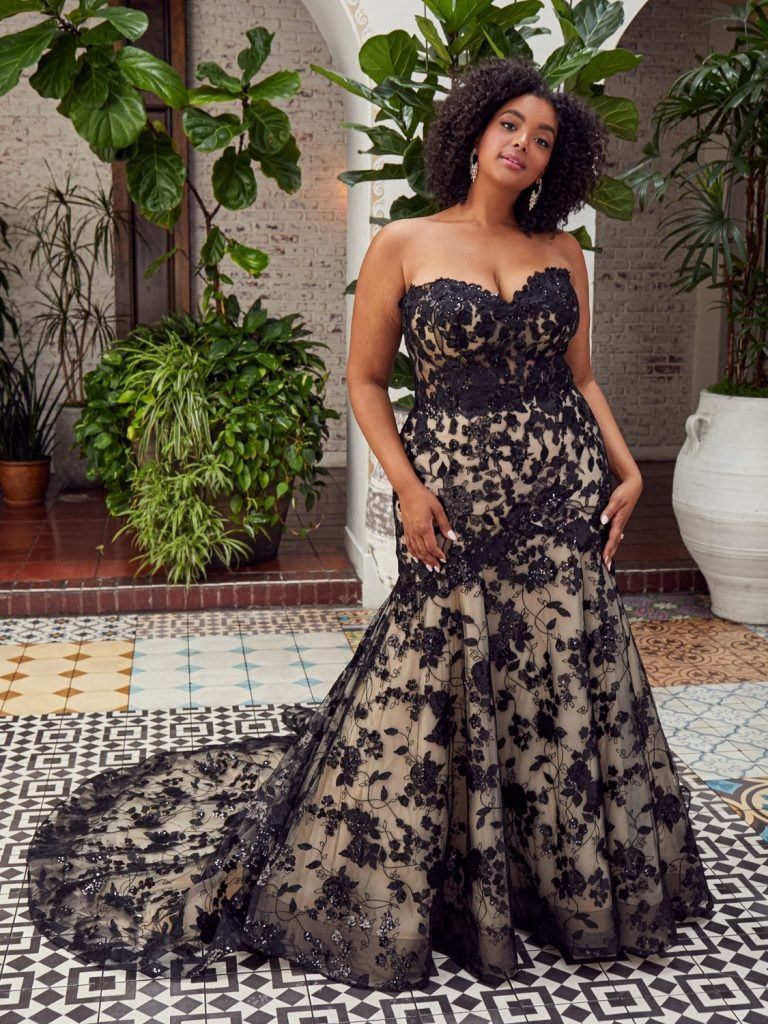 white or black wedding dress