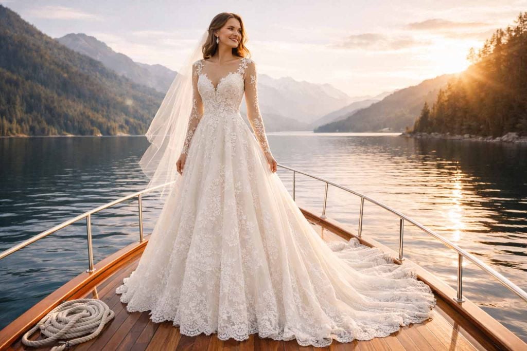 A Line Wedding Dresses with Sleeves