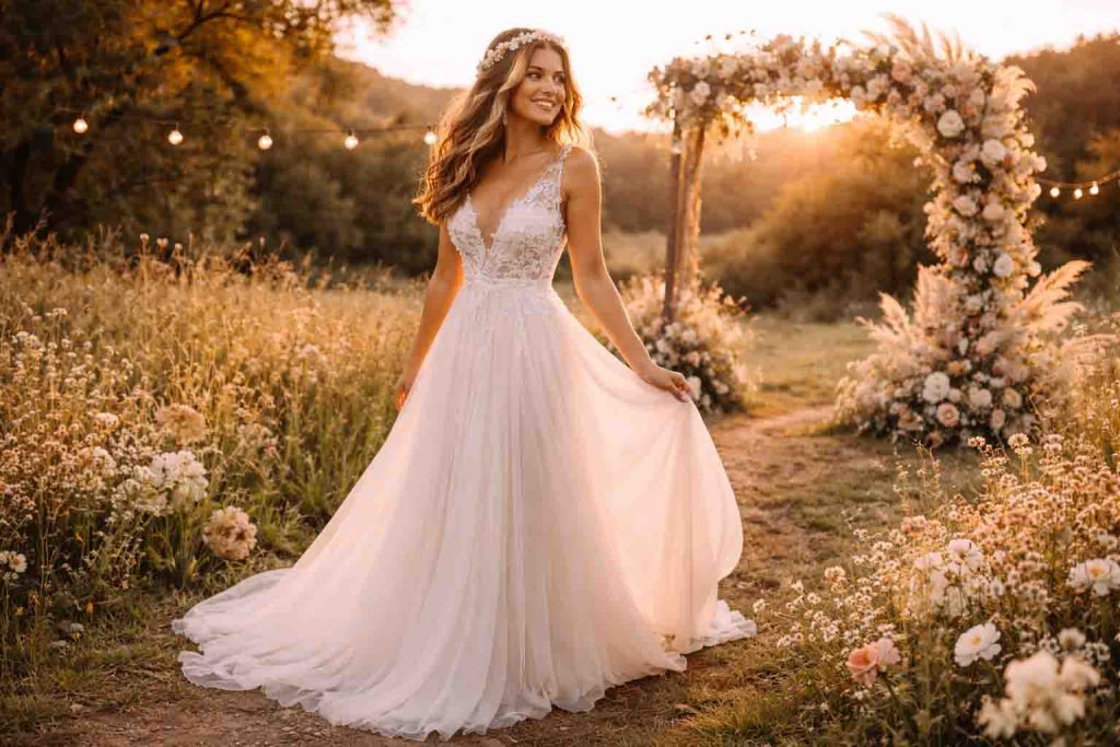 Chiffon wedding dress