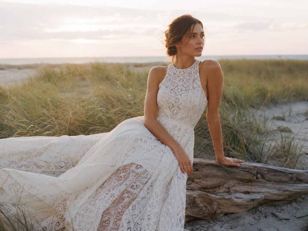 Bohemian A-line wedding dress