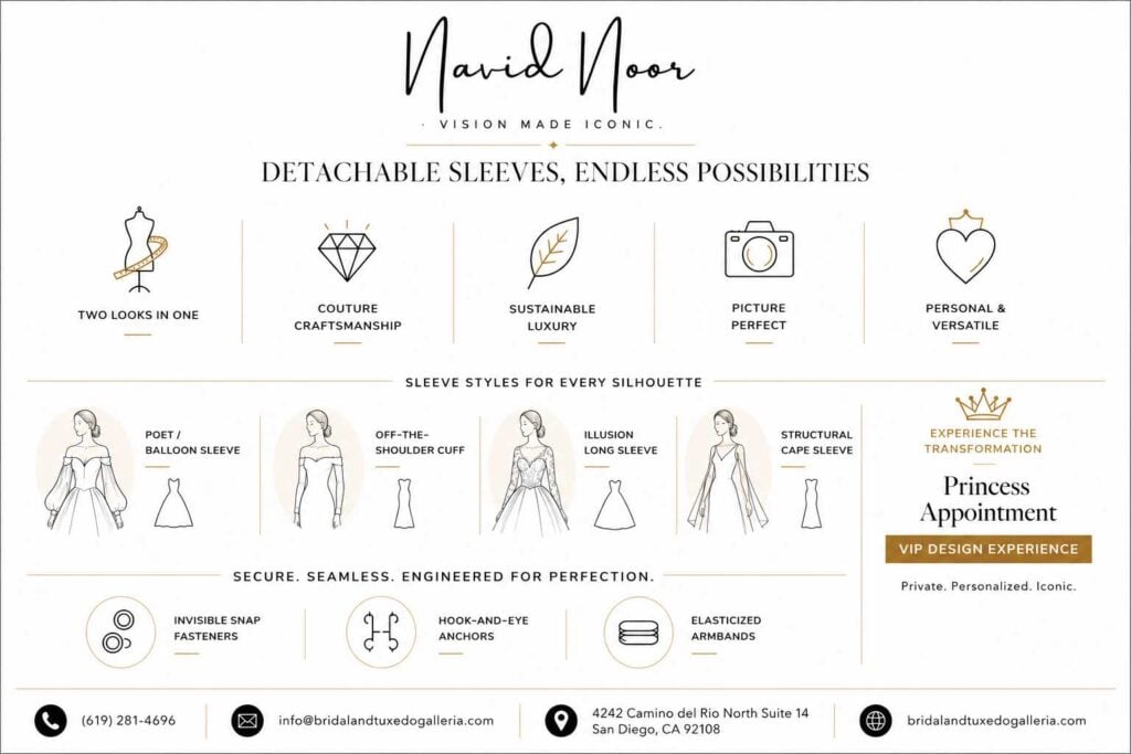 How Detachable Sleeves Elevate and Personalize Your Bridal Silhouette