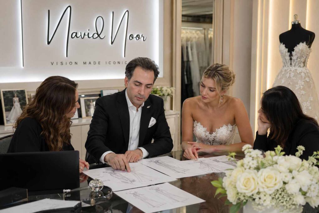 custom wedding dress couture design by navid noor san diego