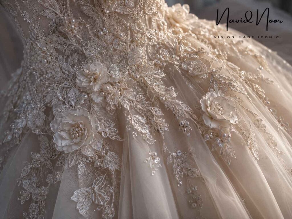 3D applique wedding dress