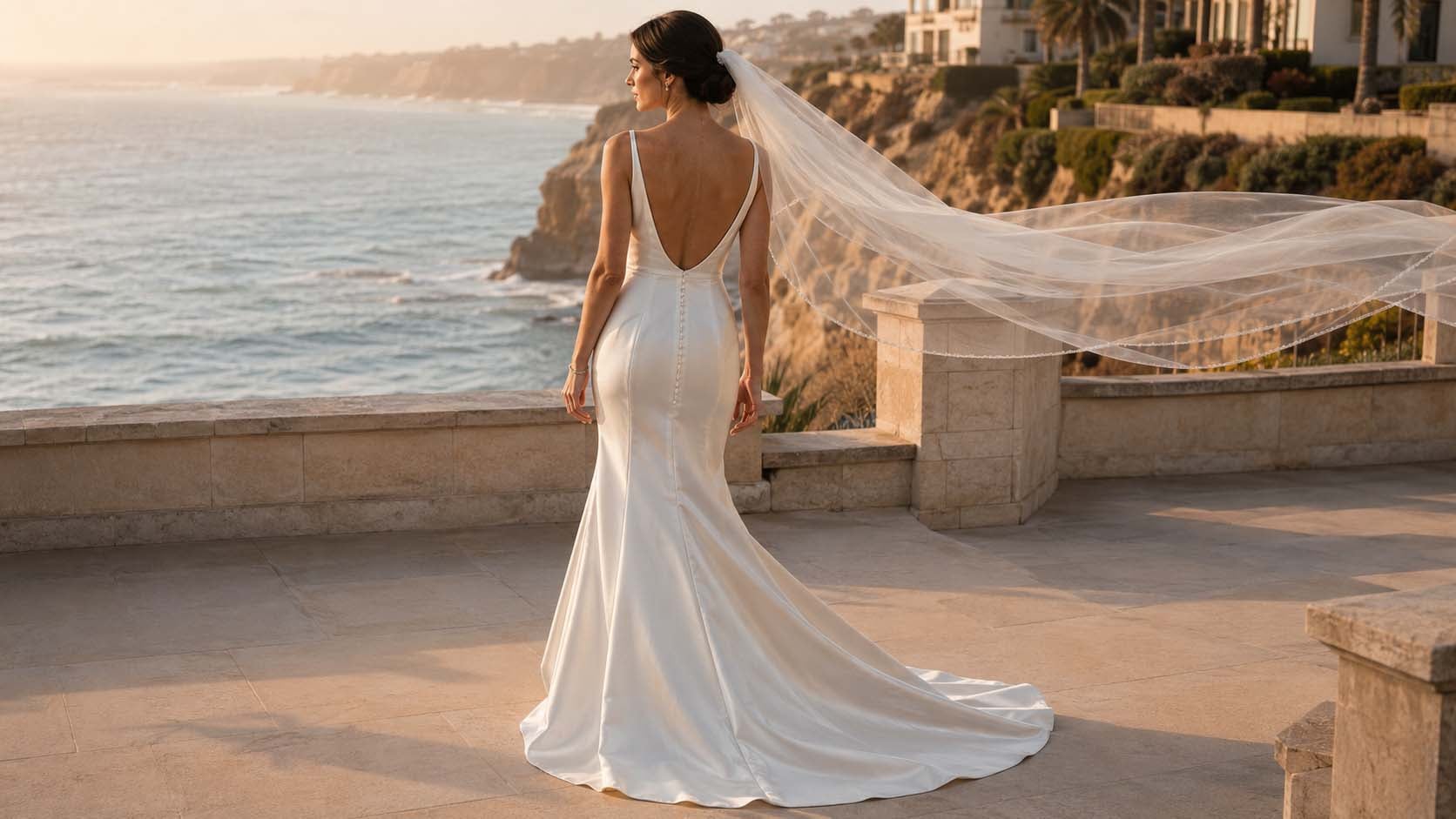 Low-back wedding gown in san diego