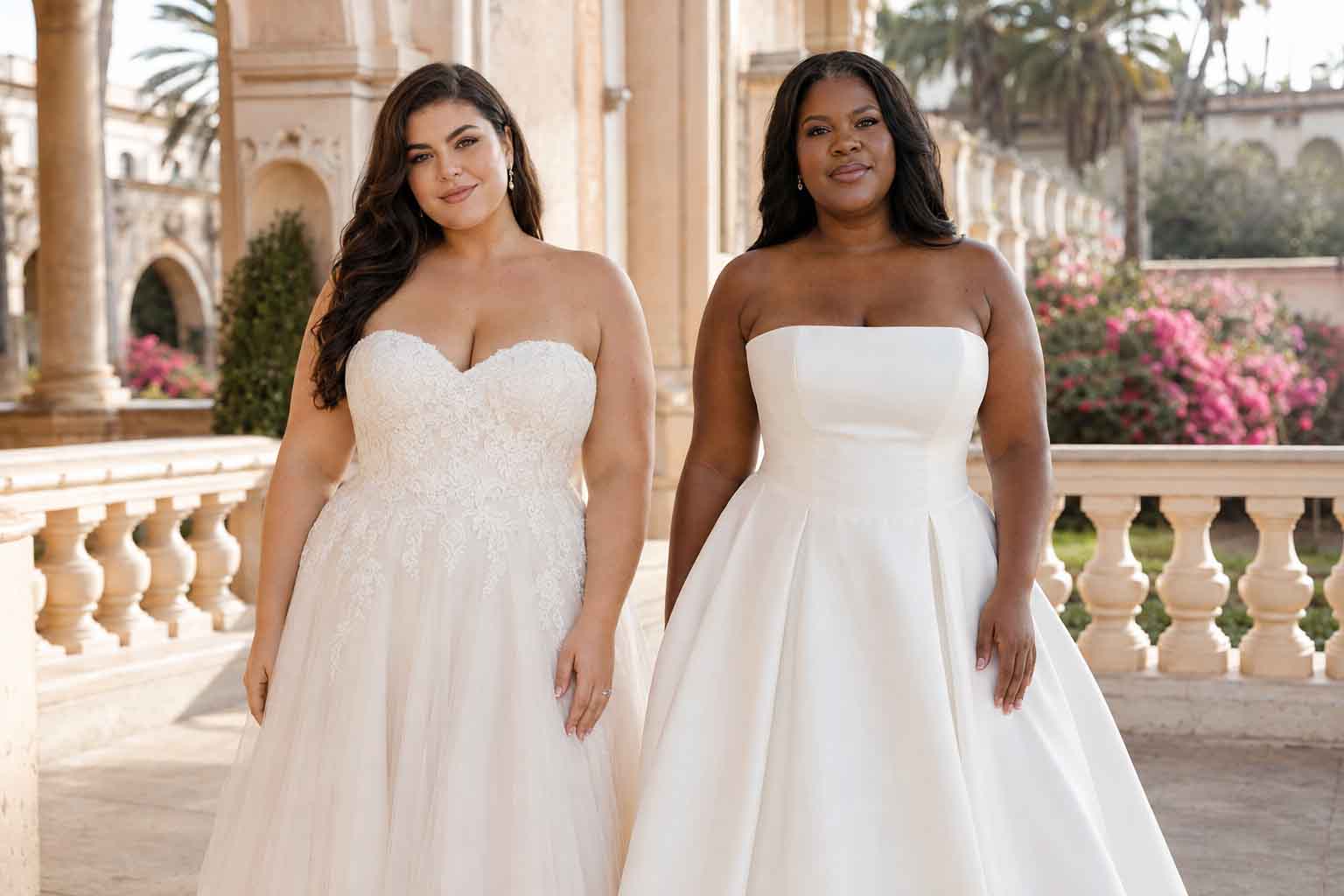 Sweetheart and straight-across bridal neckline comparison