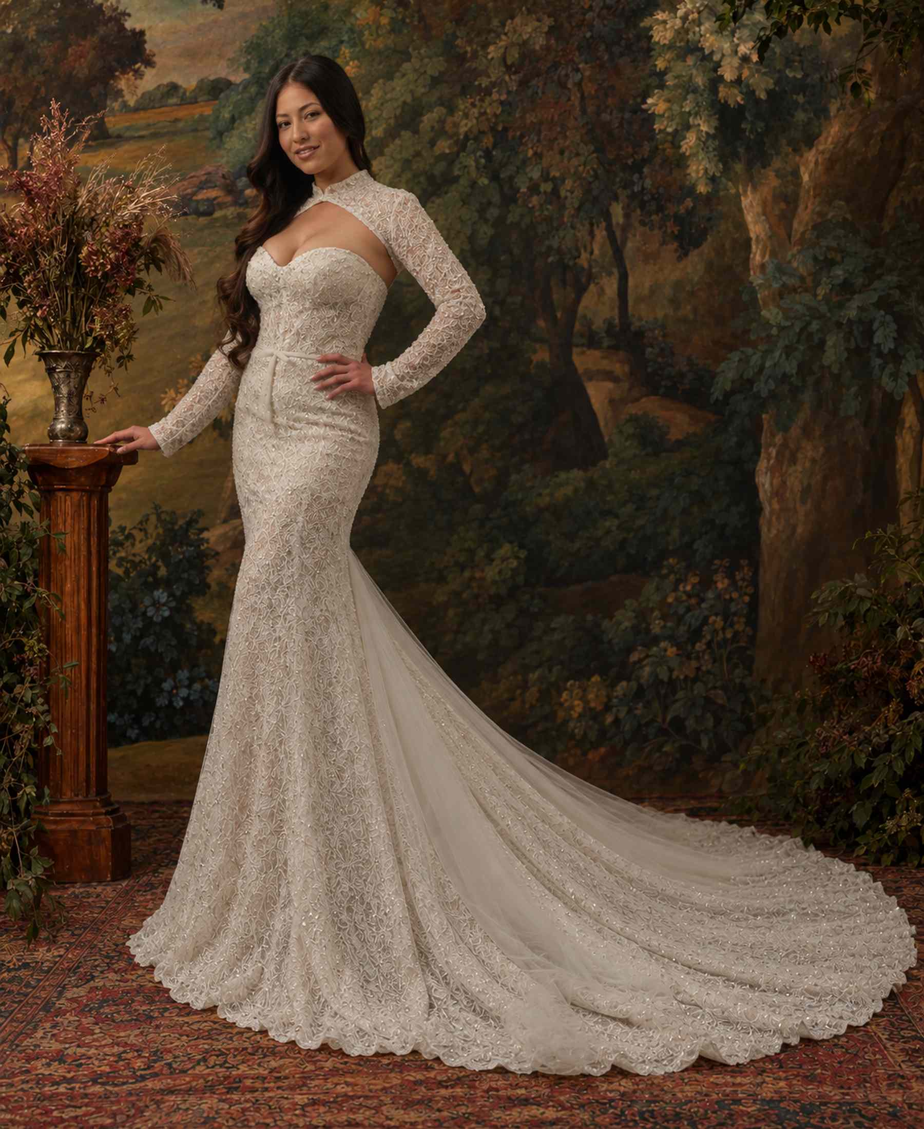 Elena fitted mermaid wedding dress with sweeping embellished train